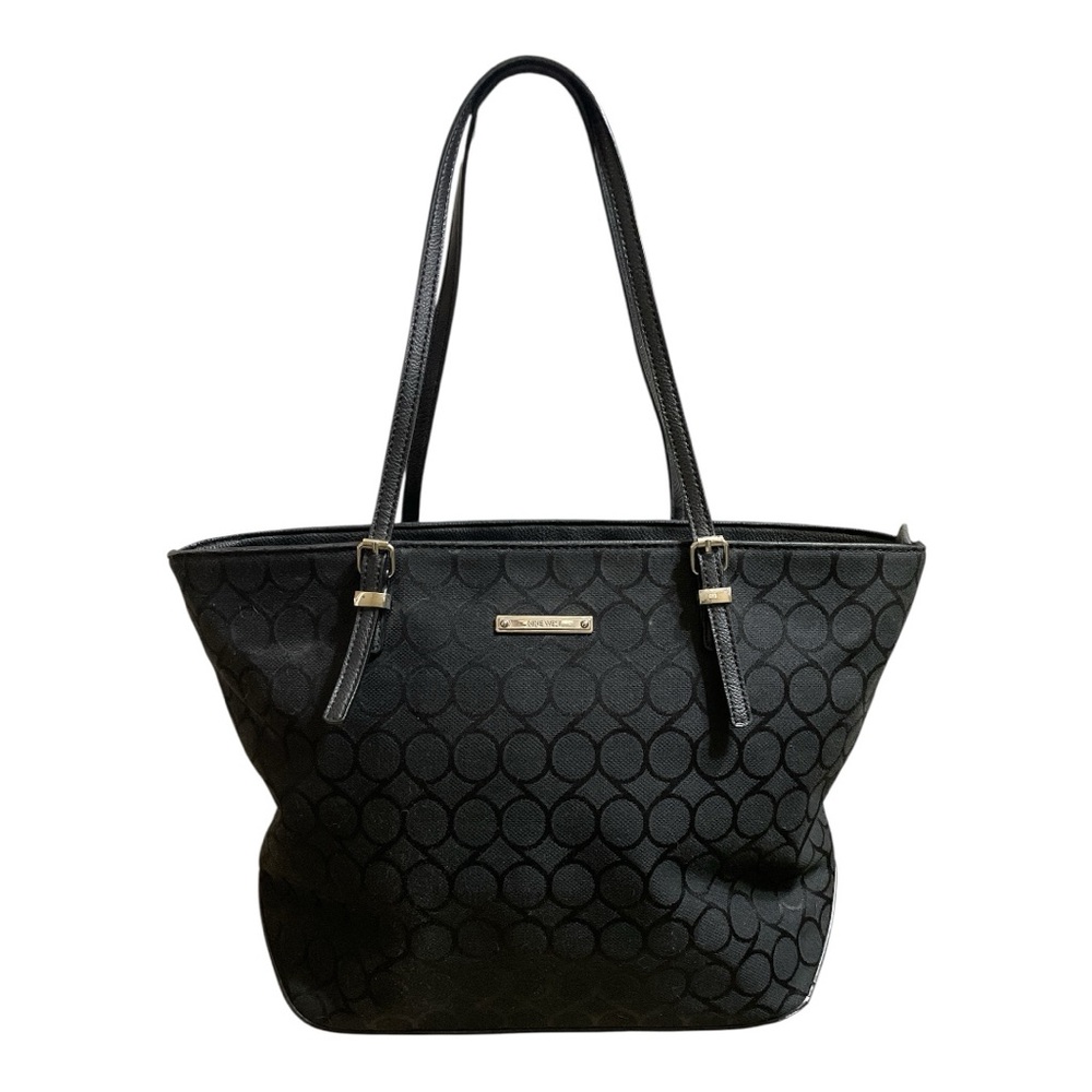 Vintage Nine West Society Girl Black Fabric Tote Handbag
